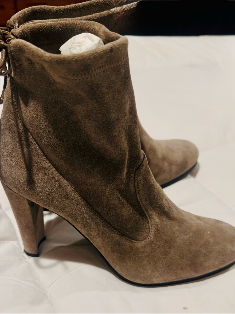 Stuart Weitzman Taupe Suede High Heel Ankle Boots